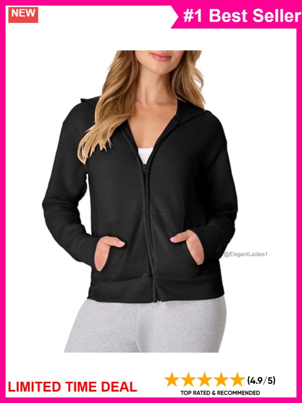 Midweight Fleece Full-Zip Hoodie Sweatshirt